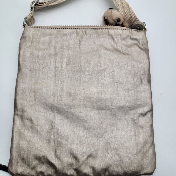 Kipling Keiko Crossbody Gold Metallic Crossbody Monkey Keychain Purse - Picture 5 of 7